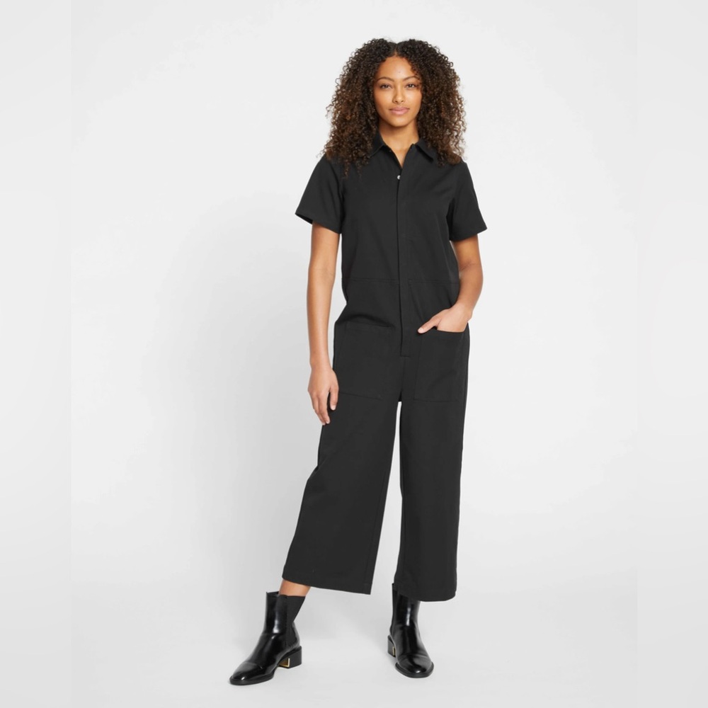Universal Standard Kate Jumpsuit in Black Stretch Cotton Twill Sz S (Xl/1X)